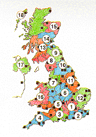 英国学位日地区地图