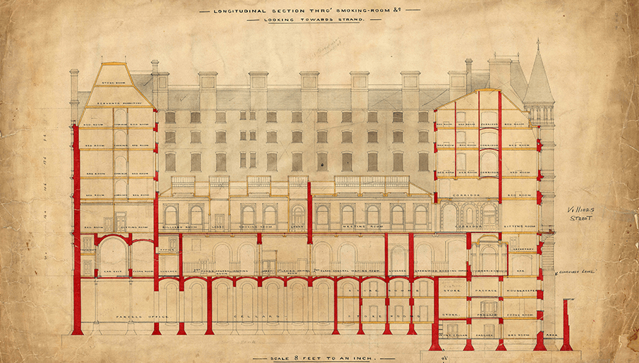 engineering drawing of Charing Cross station