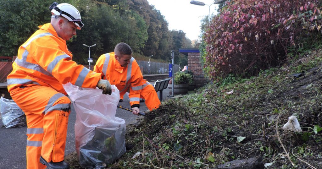 Disley community rail station clean up