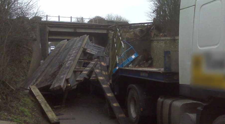 Bridge strike - load off lorry