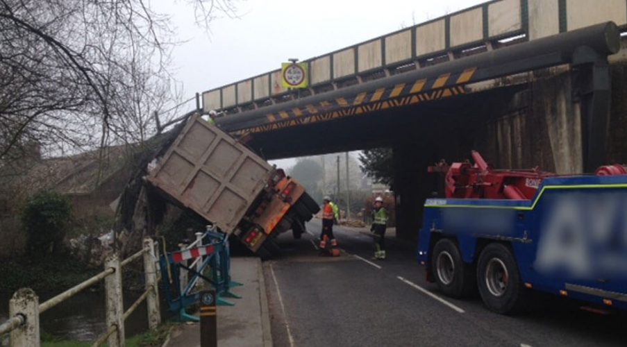 Bridge strike - load on its side