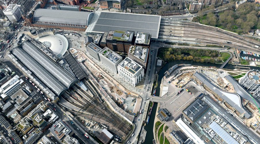 Aerial view of Kings Cross station