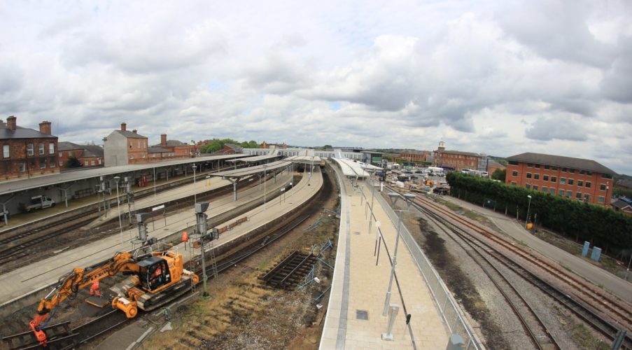 Derby station works aerial view