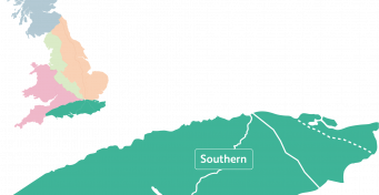 Map showing Southern region