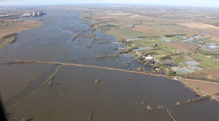 Flooding of railway line near Drax Power Station