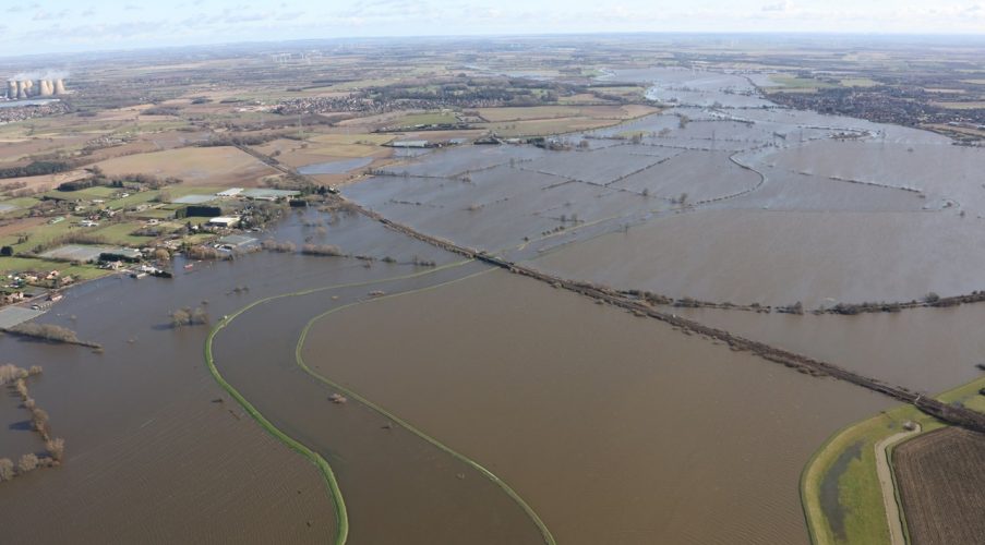 Flooding of railway line near Drax Power Station