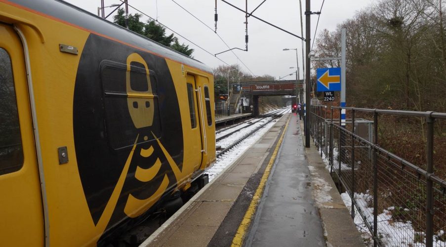 ETCS test train waiting at a platform