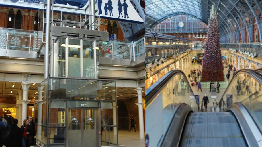 升降机和自动扶梯在St Pancras
