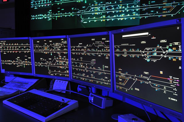 Close up shot of a signalling workstation